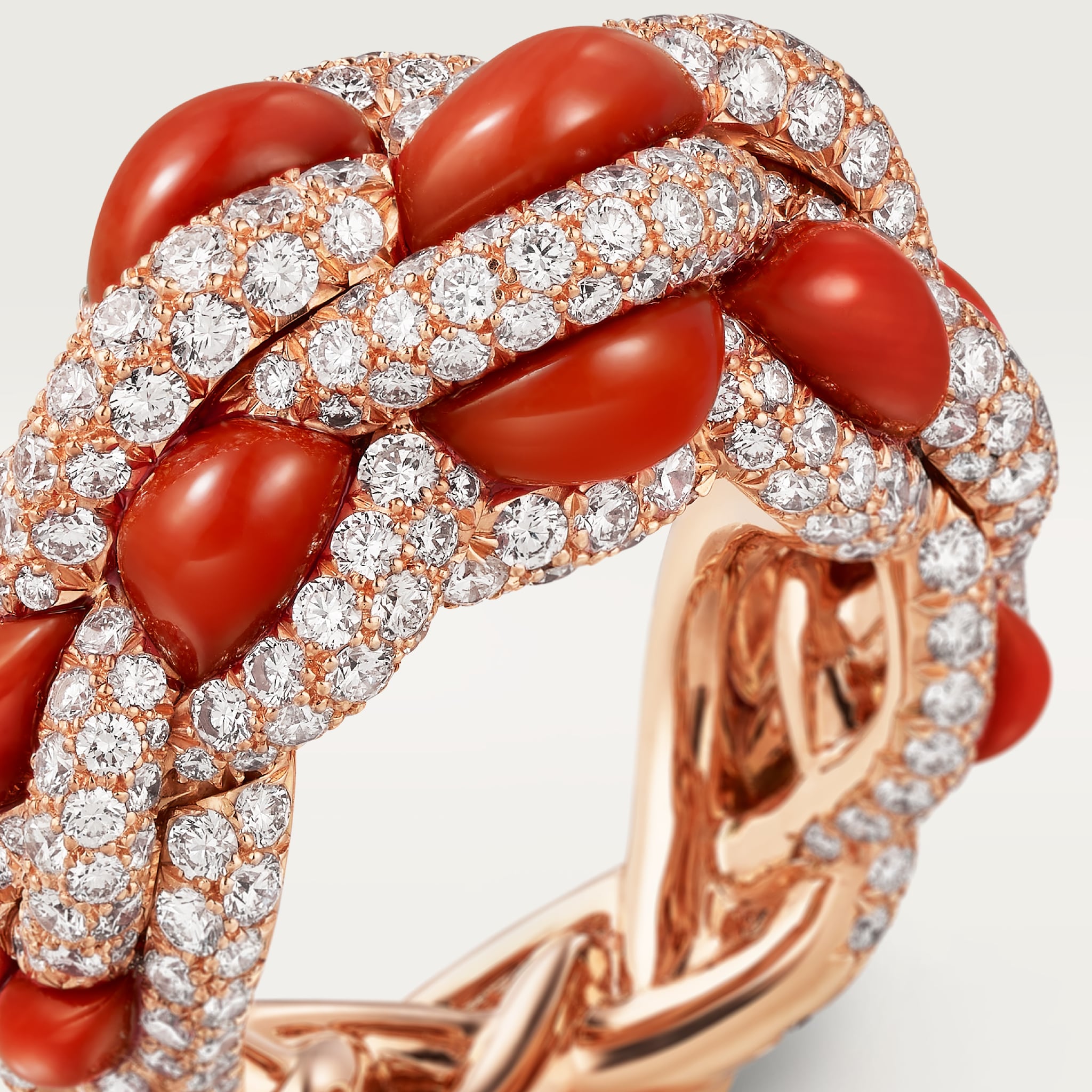Cartier Libre Tressage ring, coral, image 5