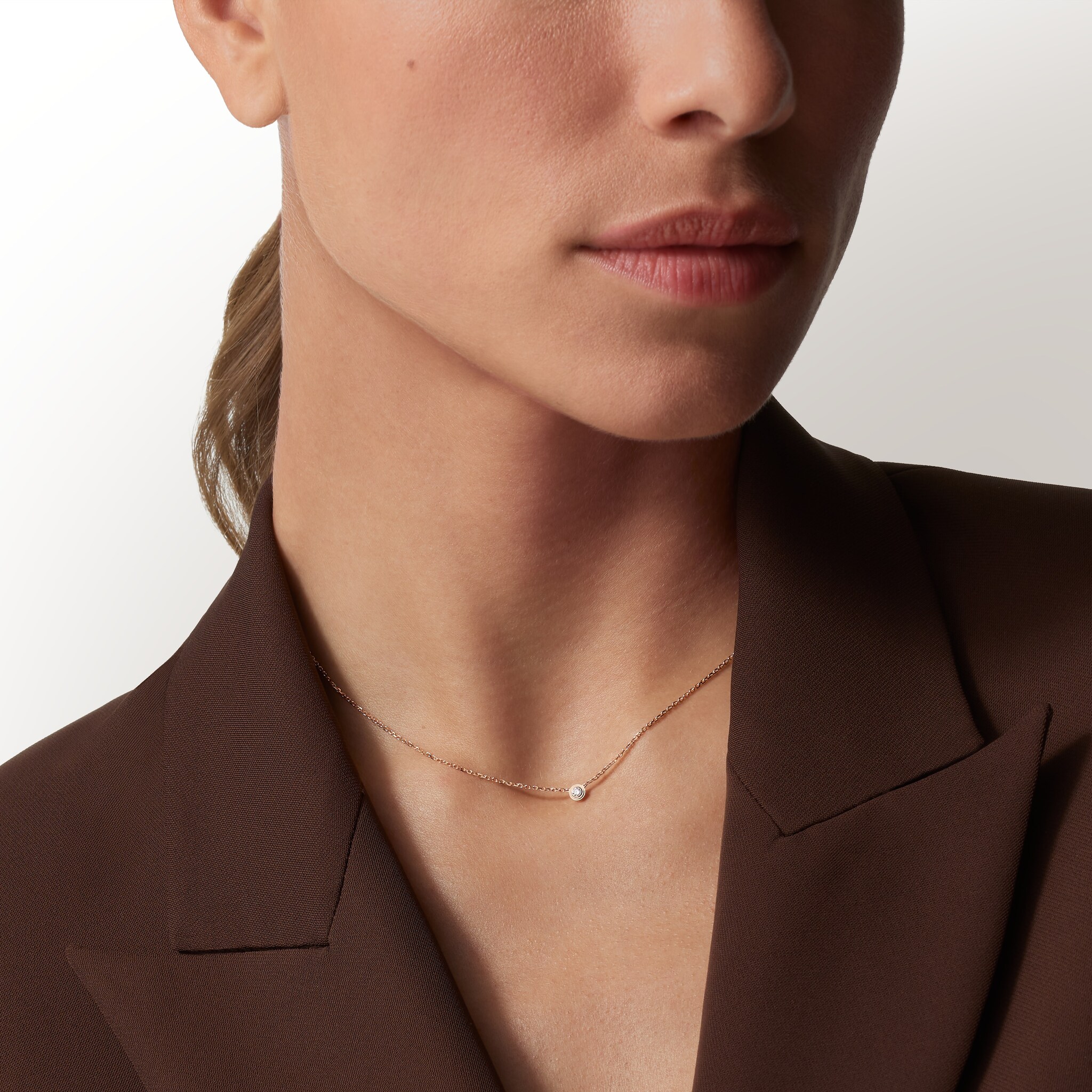 CRB7224516 - Diamants Légers necklace XS - Rose gold, diamond