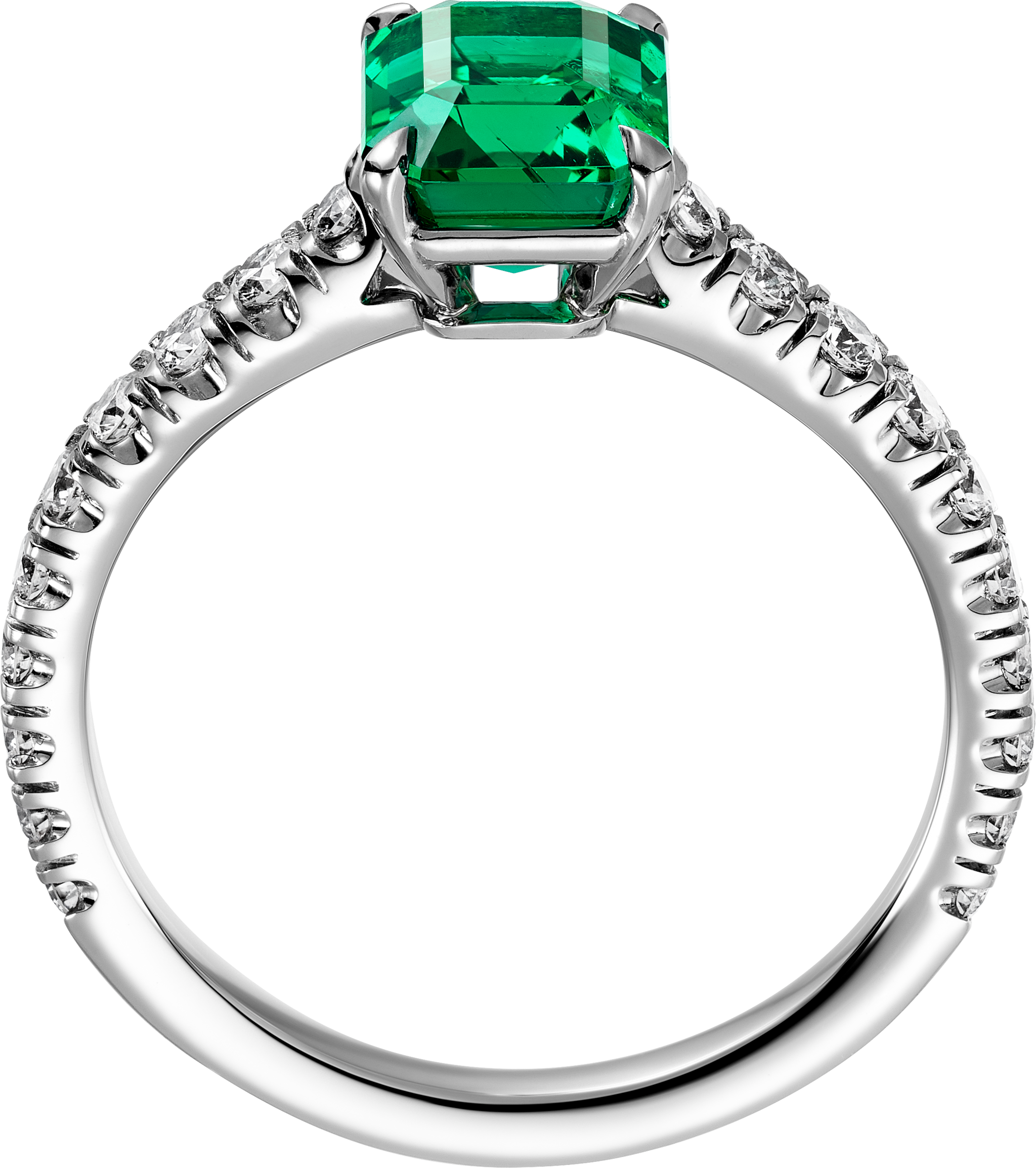 1895 solitaire, emerald-cut emerald, paved 