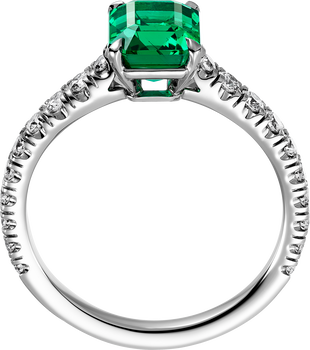 1895 solitaire, emerald-cut emerald, paved  1895 solitaire, emerald-cut emerald, paved