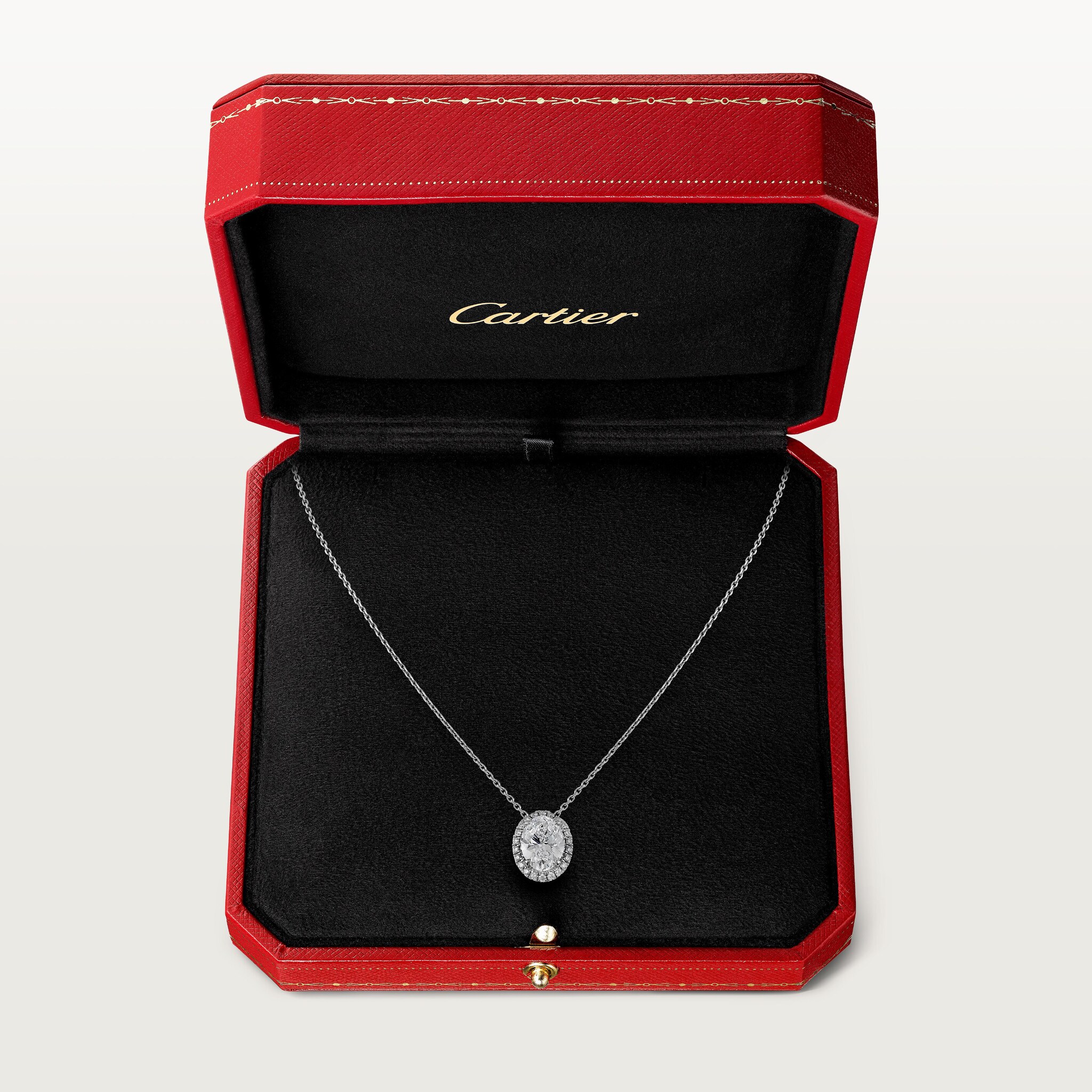 Cartier Destin&eacute;e pendant, oval-cut diamond, paved 