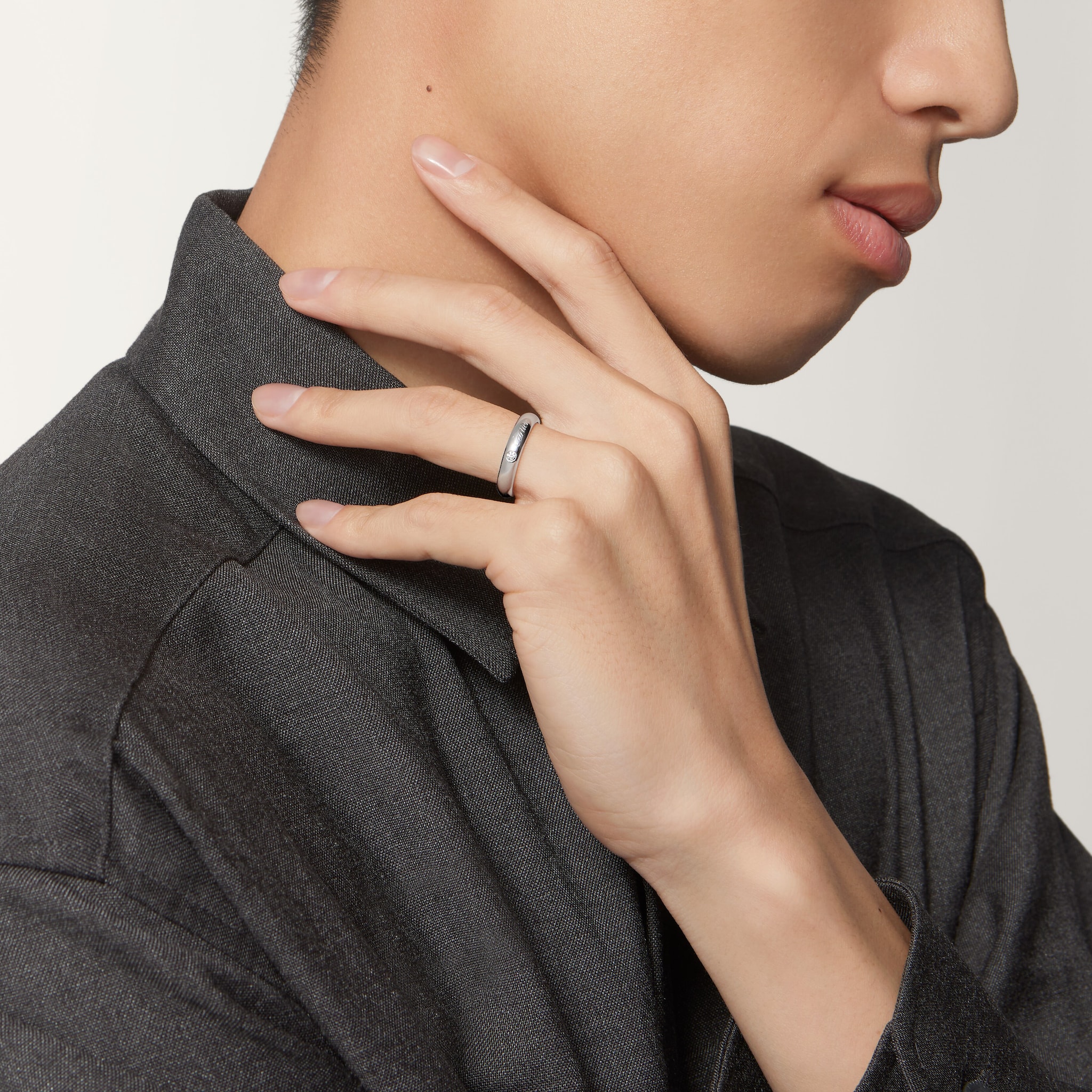 C de Cartier wedding band, 4 mm width, 1 diamond