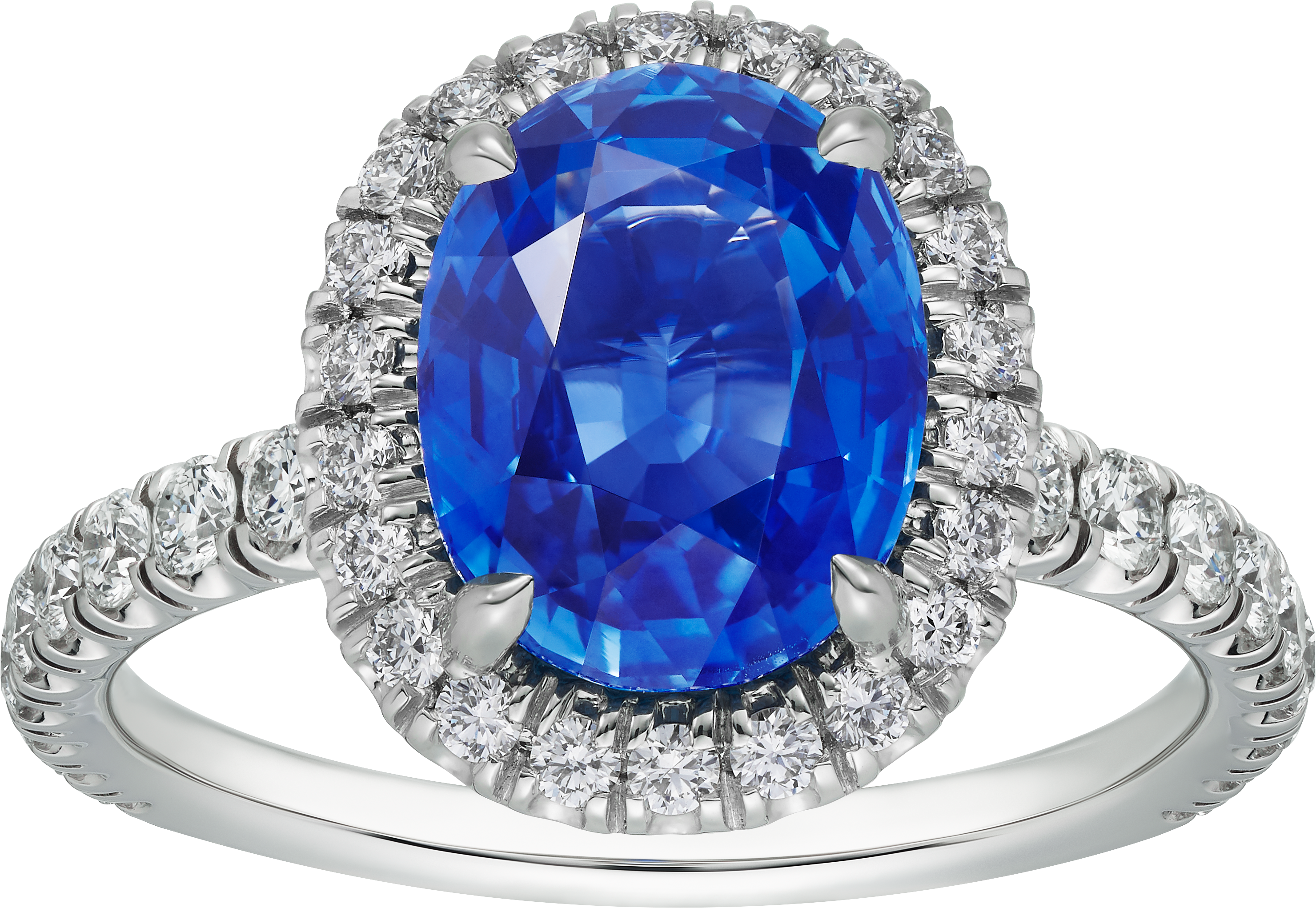 Cartier Destin&eacute;e solitaire, oval-cut sapphire, paved 