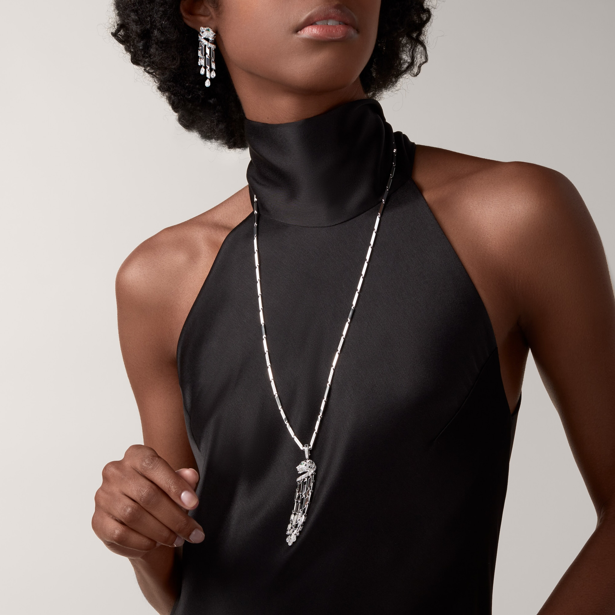 Panth&egrave;re de Cartier long necklace, small model, paved 