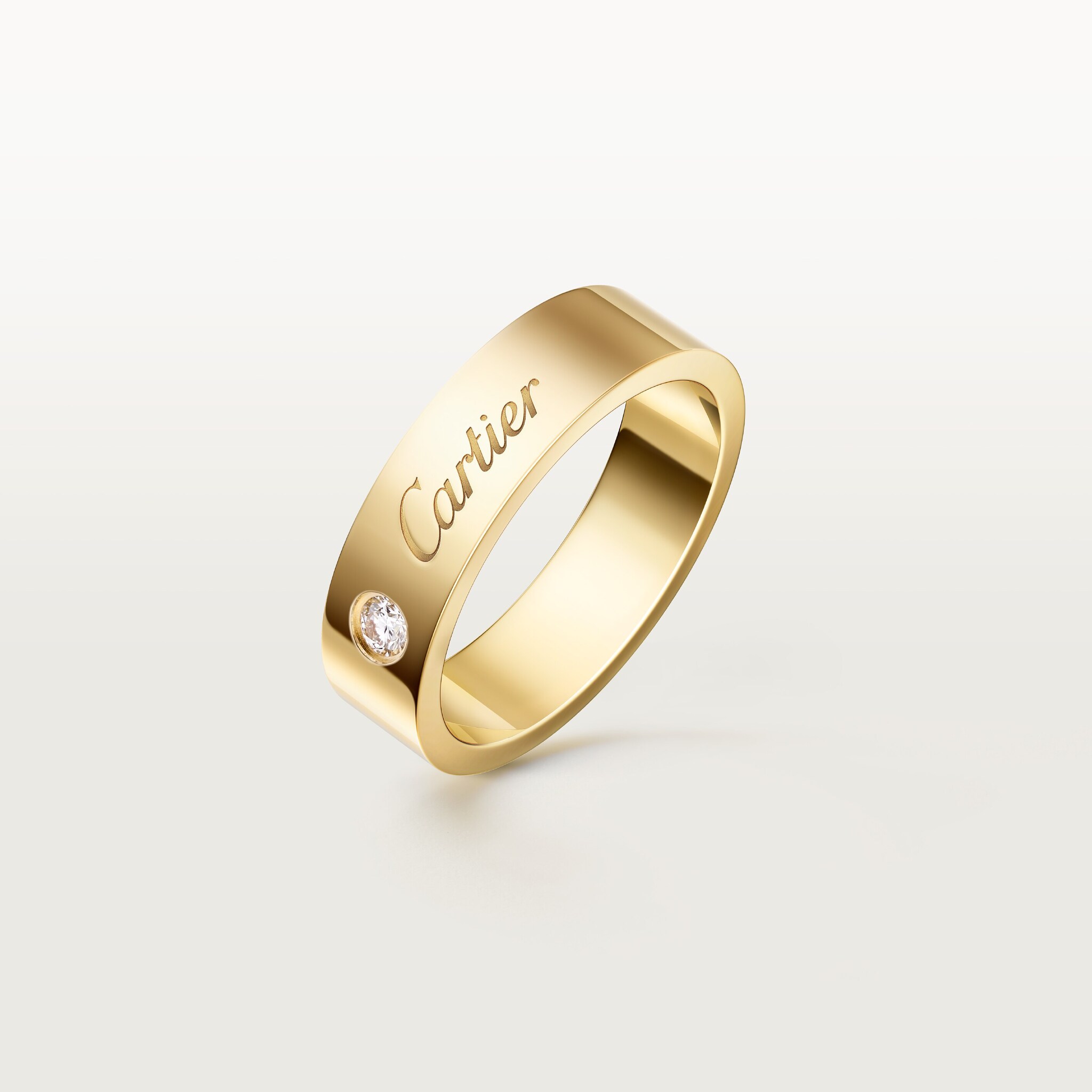 C 드 까르띠에 웨딩 링, 폭 5mm, 다이아몬드 1개