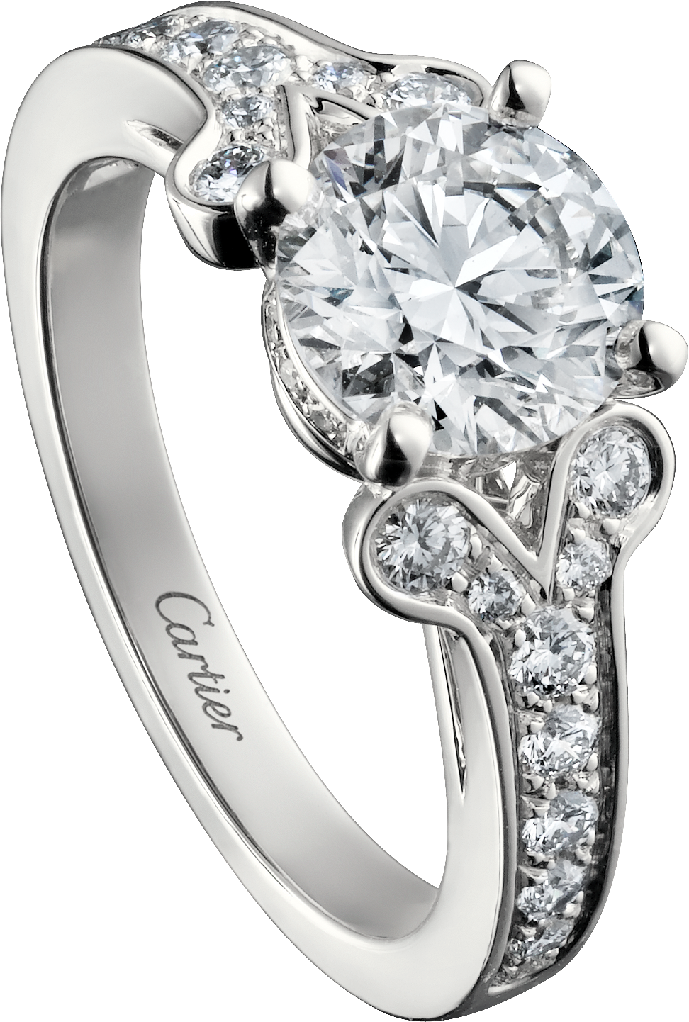 Ballerine solitaire, brilliant-cut diamond, paved 