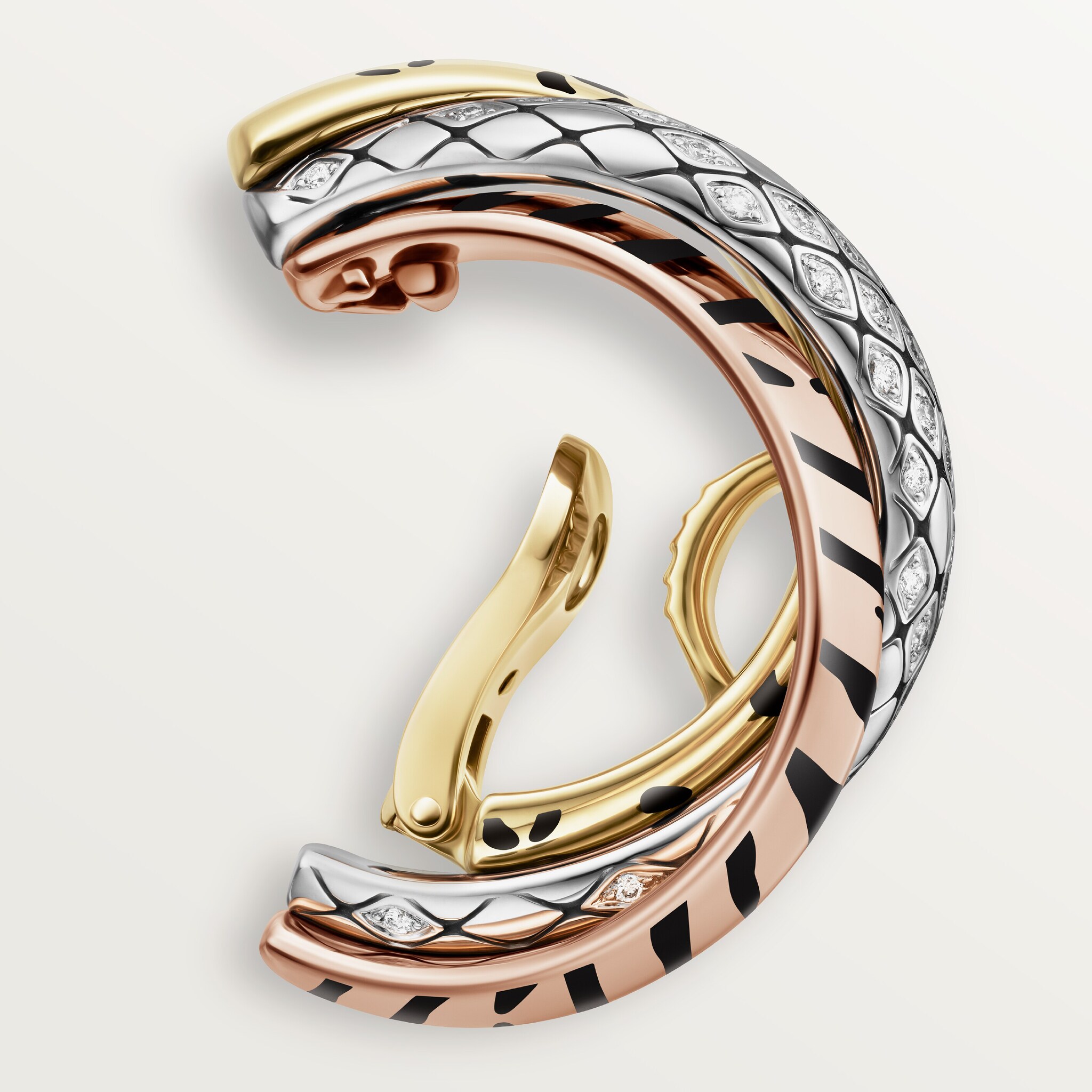 Trinity single earring, lacquer, half-paved