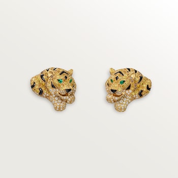 Faune et Flore de Cartier earrings, yellow, orange and brown diamonds, paved Faune et Flore de Cartier earrings, yellow, orange and brown diamonds, paved