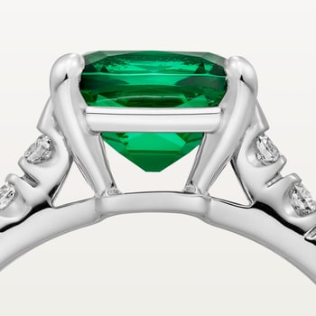 1895 solitaire, cushion-cut emerald, paved  1895 solitaire, cushion-cut emerald, paved