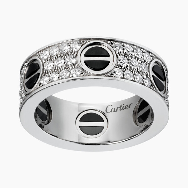 Кольцо LOVE, бриллиантовое паве, керамика