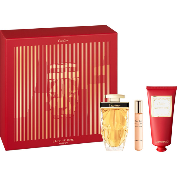 Подарочный набор La Panthère: духи 75 мл, парфюмерная вода в формате карманного пульверизатора 10 мл и парфюмированное молочко для тела 100 мл
