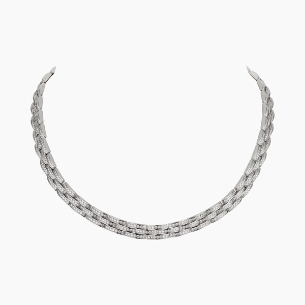 Колье Maillon Panthère, тонкая модель, 3 ряда паве