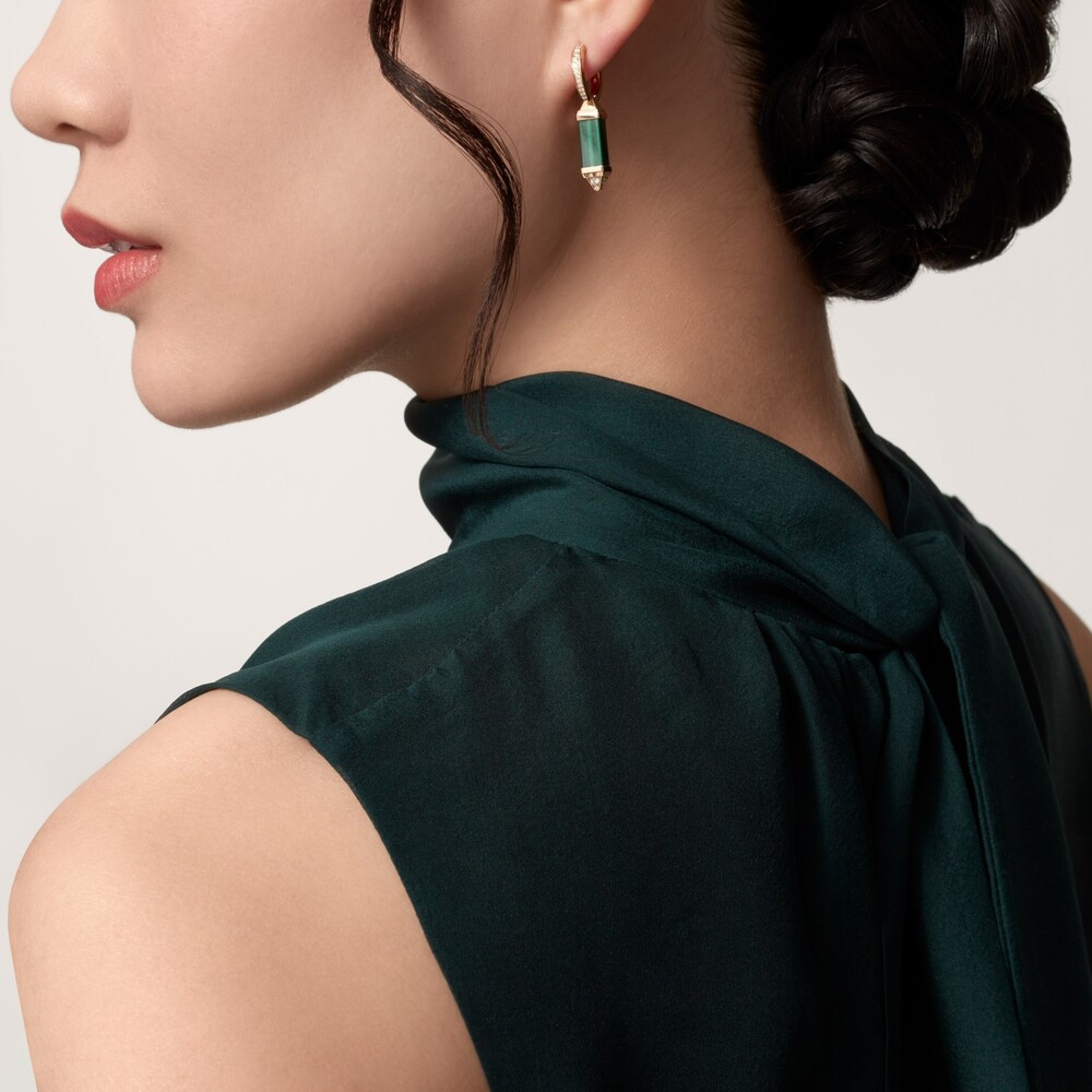 Серьги с замком Les Berlingots de Cartier, желтое золото, частичный паваж