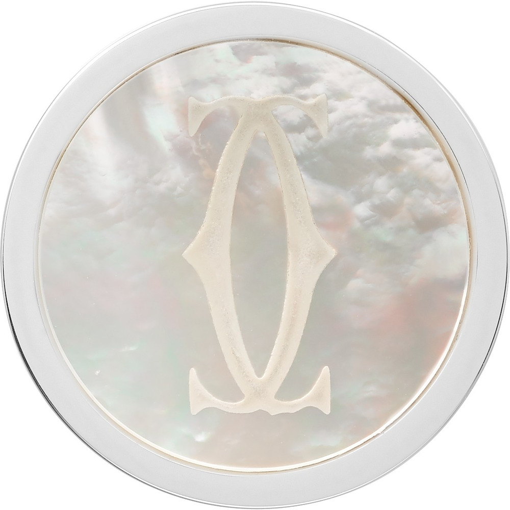 Запонки, логотип в виде двойной буквы C, белый перламутр, гравировка