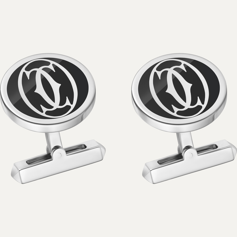 Запонки Double C de Cartier, черный лак