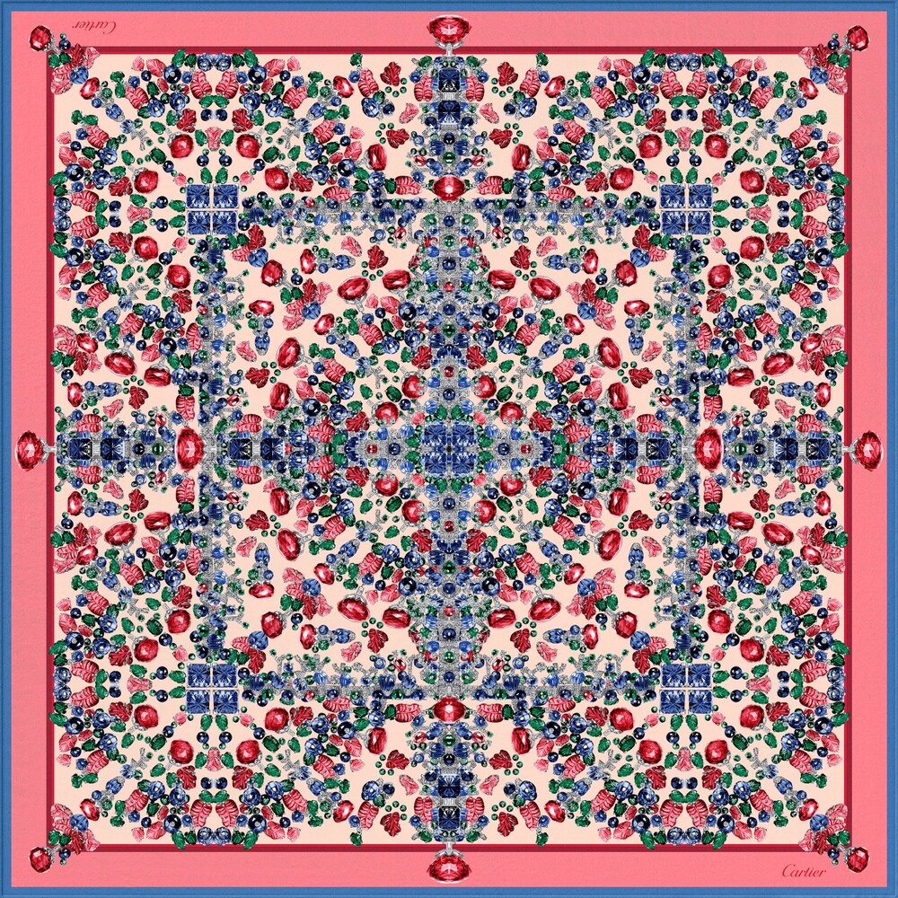 Платок Cartier Tutti Frutti 90 персикового цвета