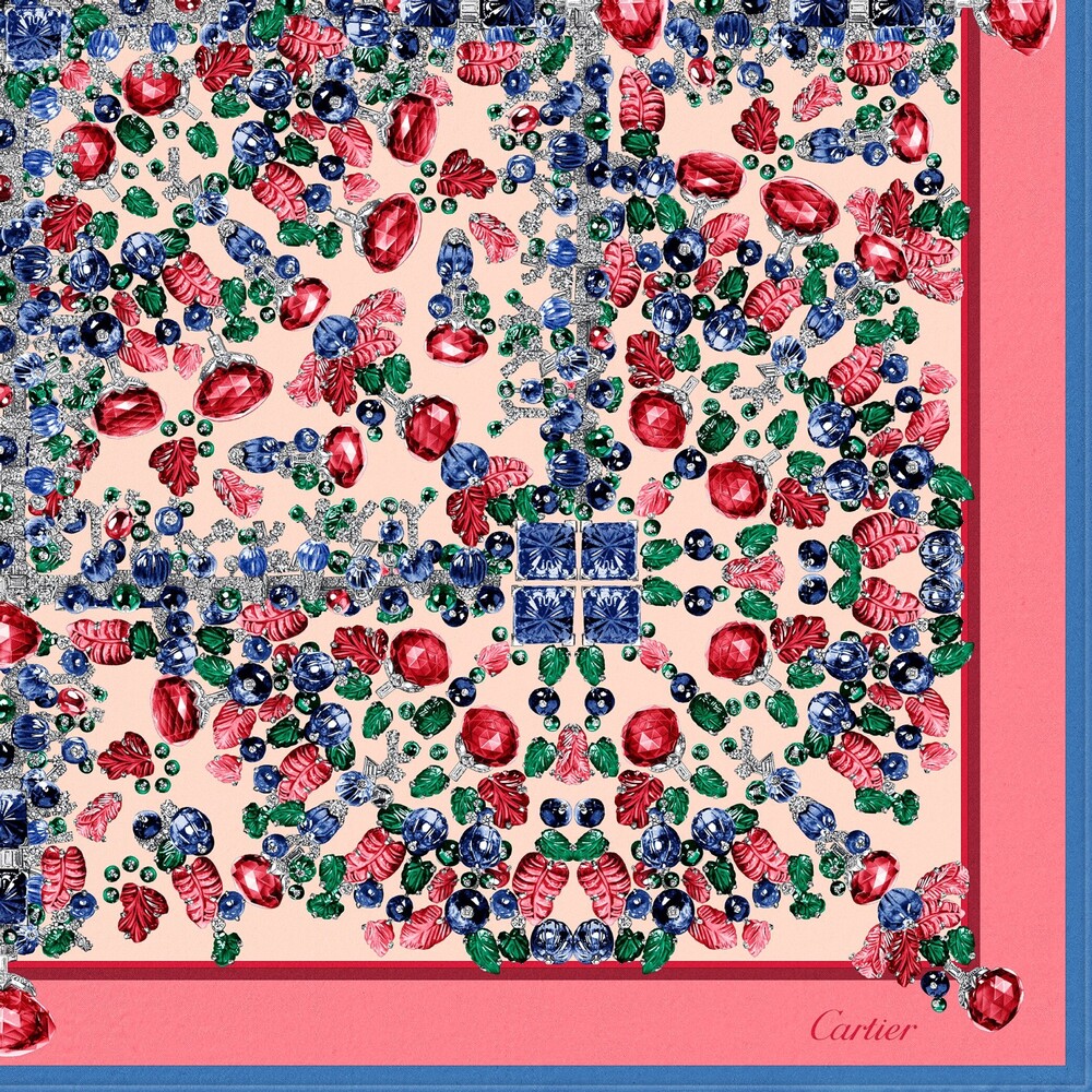 Платок Cartier Tutti Frutti 90 персикового цвета