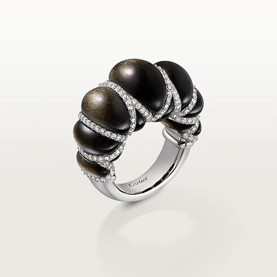 Cartier Libre Tressage-ring, obsidiaan, diamanten