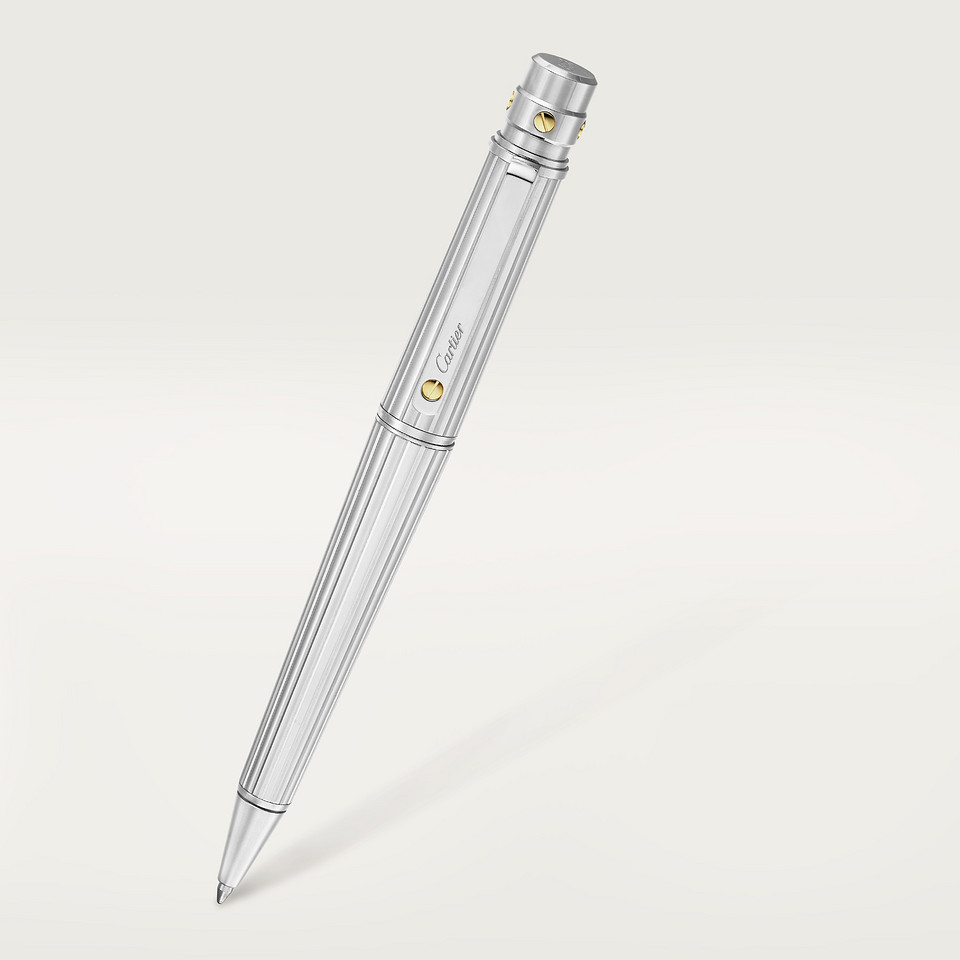 Cartier マネークリップ 　ロードスター Authentic Cartier Ballpoint Pen Silver Blue Sapphire LRG