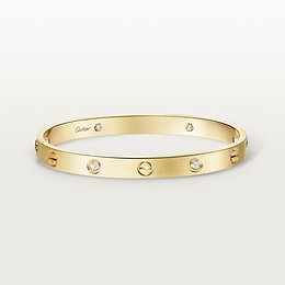 Pulsera LOVE, tamaño clásico, acabado cepillado, 4 diamantes
