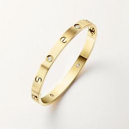 Pulsera LOVE, tamaño clásico, acabado cepillado, 4 diamantes